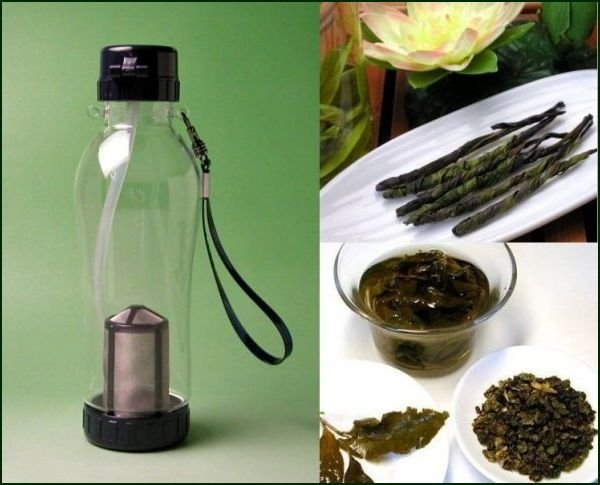 【日本全国送料無料】中国茶用茶漉し付き携帯エコ水筒（台湾飄逸杯）580ｃｃ＋お勧め中国茶2種類