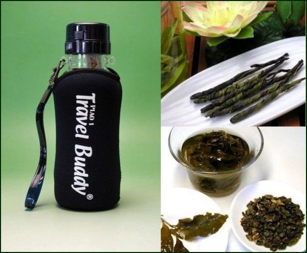 【日本全国送料無料】中国茶用茶漉し付き携帯エコ水筒（台湾飄逸杯）370ｃｃ＋お勧め中国茶2種類