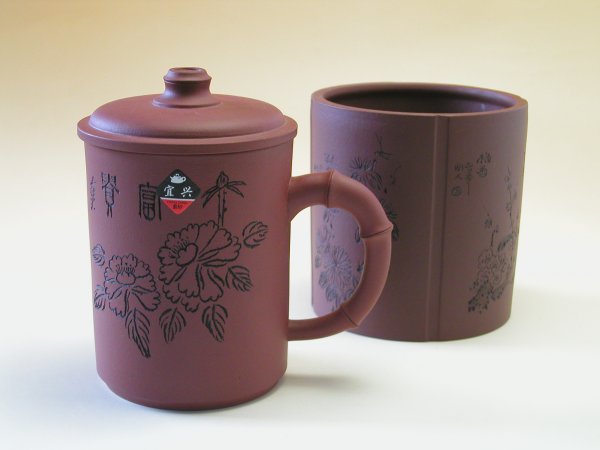 【中国茶器】紫砂製蓋付きマグカップセット