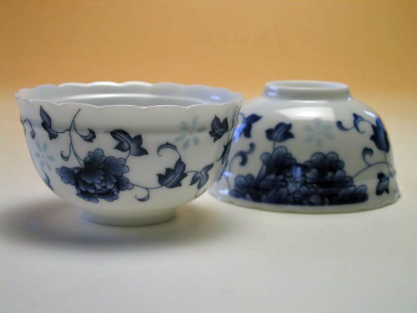 【中国茶器セット】景徳鎮骨瓷蓋碗茶器セット（縁取り青花）