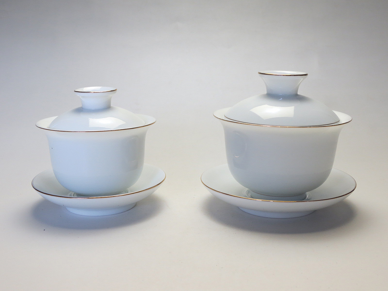【中国茶具】金線白磁蓋碗