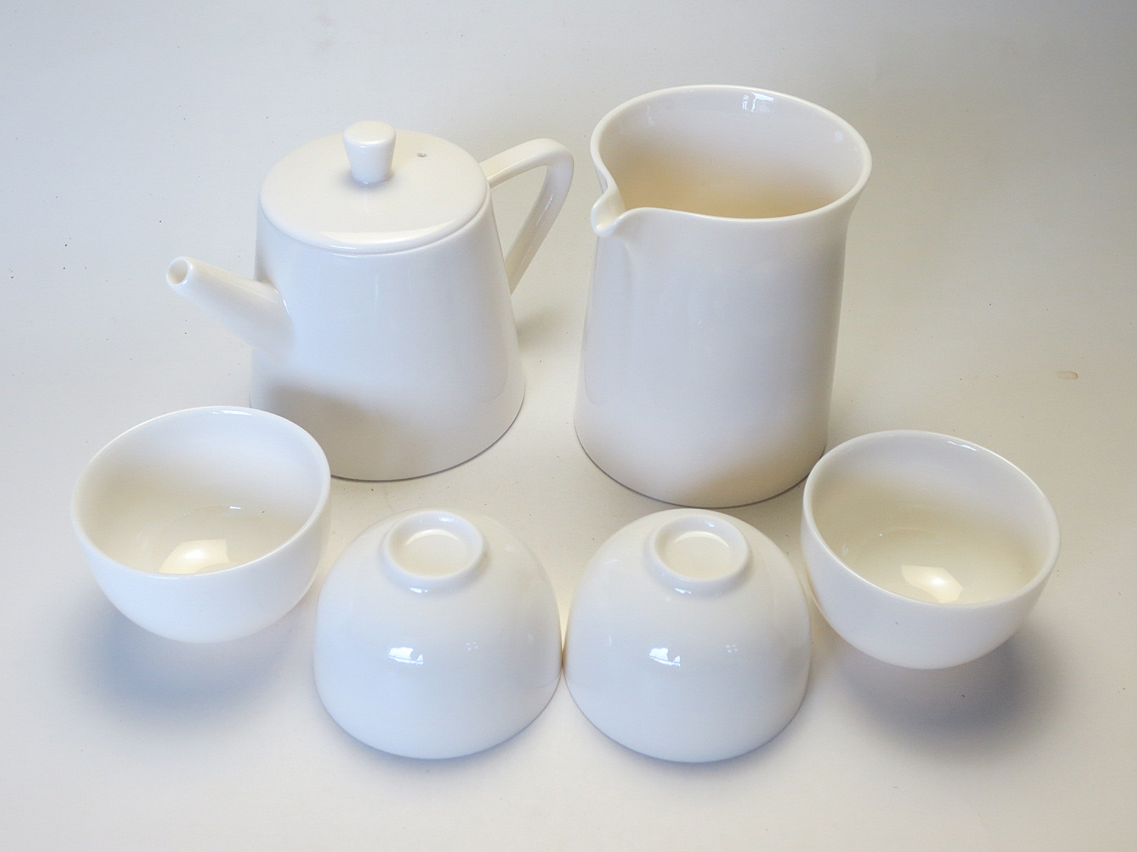 つやあり 在銘 急須 碗 白磁 ティーポット 陶器 陶磁器 茶器 煎茶道具